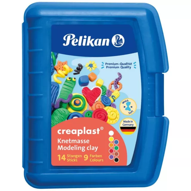 PELIKAN Knetmasse Creaplast Kinderknete in Box blau, 14 Stangen - 9 Farben