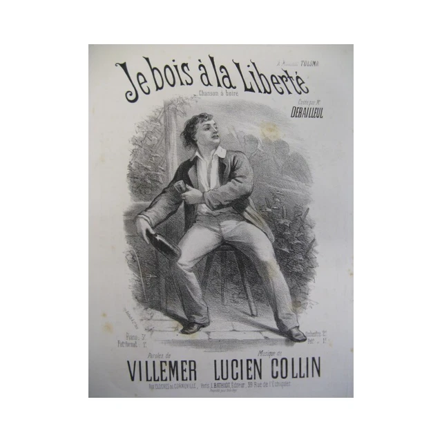 COLLIN Lucien Je bois à la Liberté Chant Piano XIXe