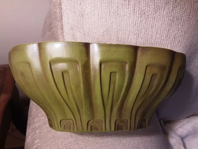 Vintage Haeger Pottery USA No 17 Olive Green Mid Century Modern Planter Bowl
