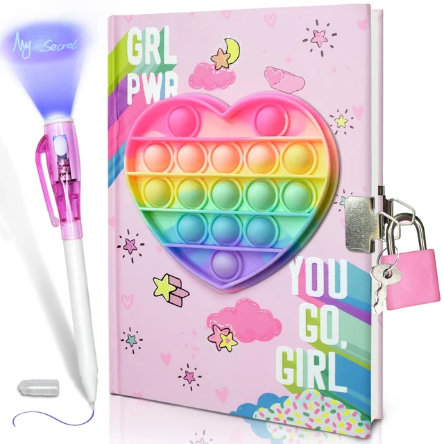 POP GIRLS DIARY and Lock with Invisible Ink Double-End Pen, 7.5X5.4 ...