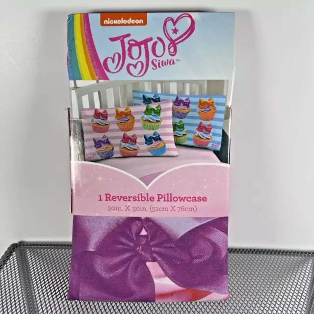 JoJo Siwa Pillow Case Reversible Rainbow Cupcakes Bows