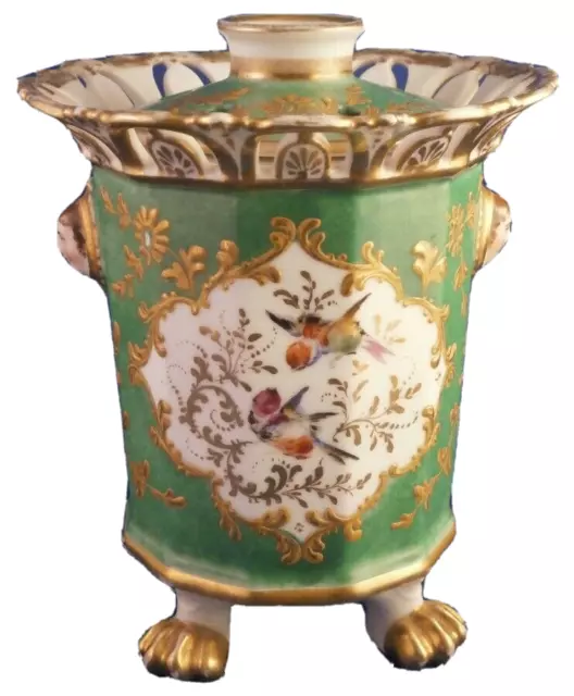 Antigüedad 19thC Francés Paris Porcelana Bough Bombilla Flor Accesorio Cafetera