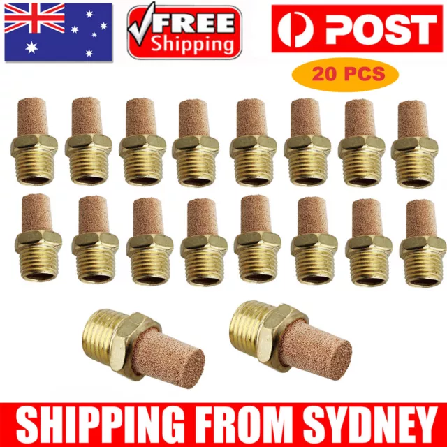 Brass 1/4"  BSP Pneumatic Threaded Filter Sintered Bronze Silencer Vent  20 PCS