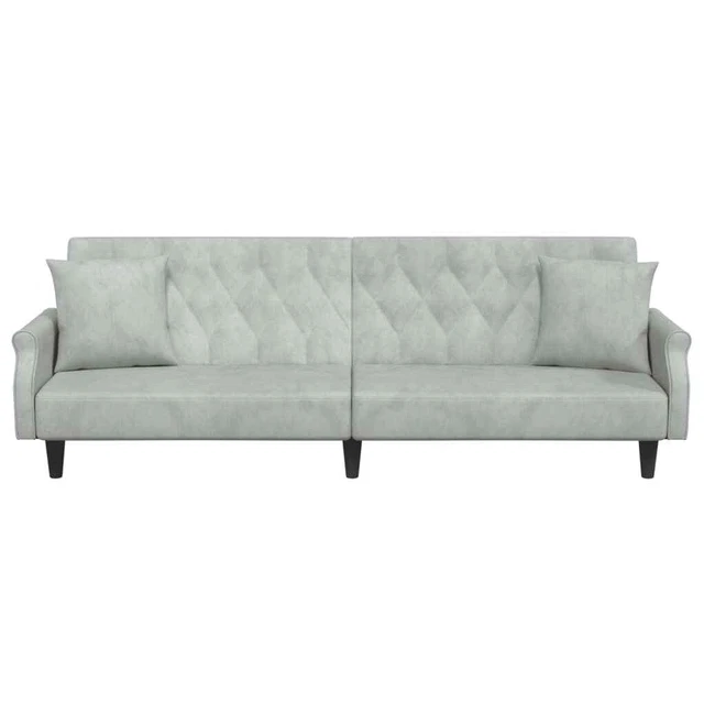 AX Divano Letto Ospiti Grigio 2 Cuscini 2 Schienali Separati Regolabili + 351944