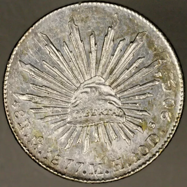 Mexico 1877 mo 8 Reales Unc