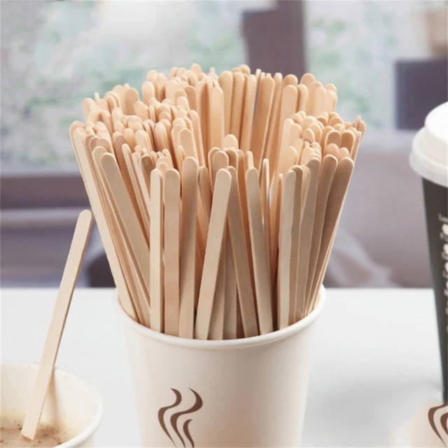 Pack de 50 pailles écologiques en bois haut de gamme pour café et boissons cha