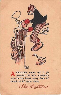 Comic 1907 Postcard of Old Man on Farm-A Feller Never Ort' t' Git Married Till H