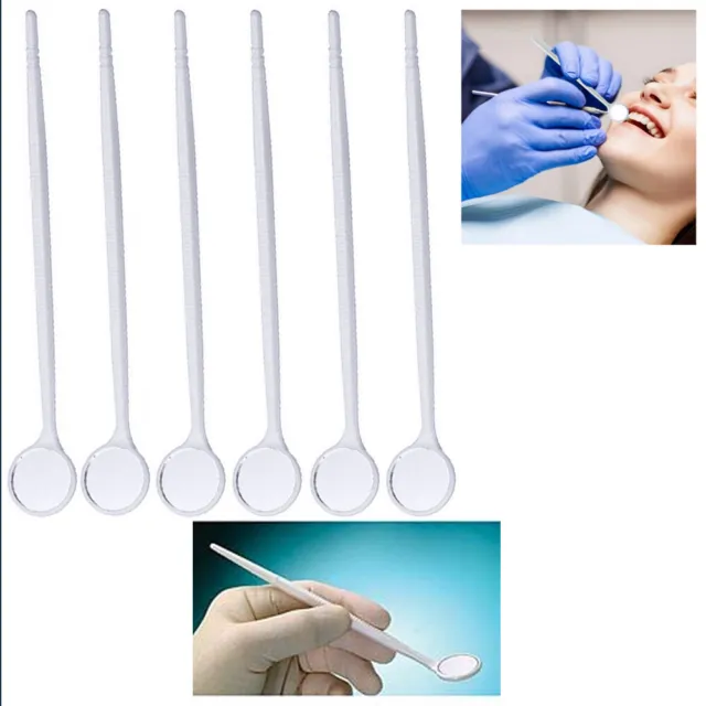 6 Dental Mirror Clean Teeth Mouth Bucal Instrument Handle Laryngeal Dentist