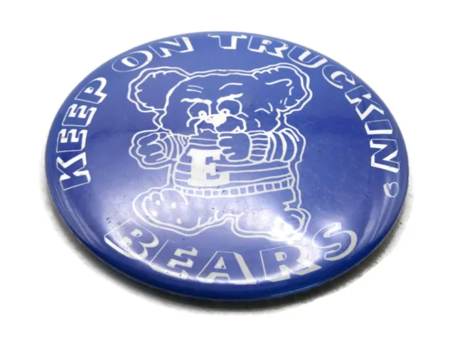 Keep On Truckin' Bears Mascot Button Blue & White
