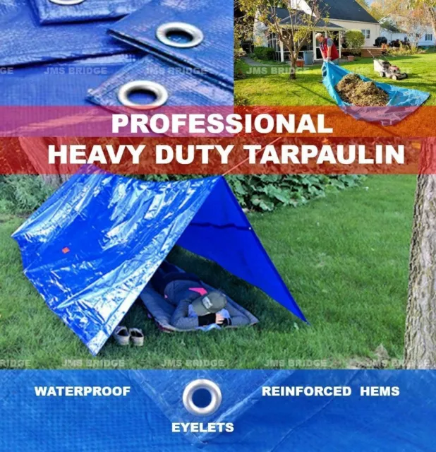 Heavy Duty Tarpaulin ALL SIZES Waterproof Cover Tarp Ground Camping Sheet