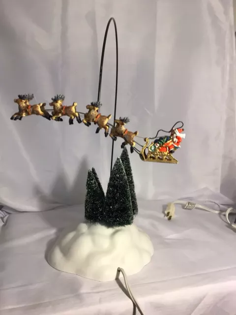 Dept 56 Snow Village Up Up & Away Animated Reindeer and Sleigh w/Box