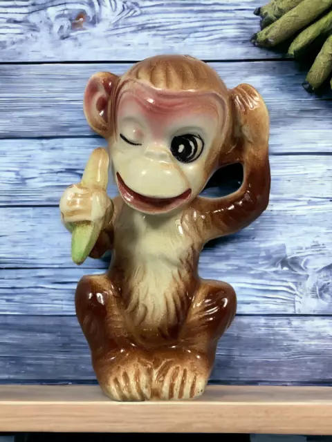 Winking Monkey w Banana Vtg. Salt or Pepper Shaker Anthropomorphic SINGLE ONLY