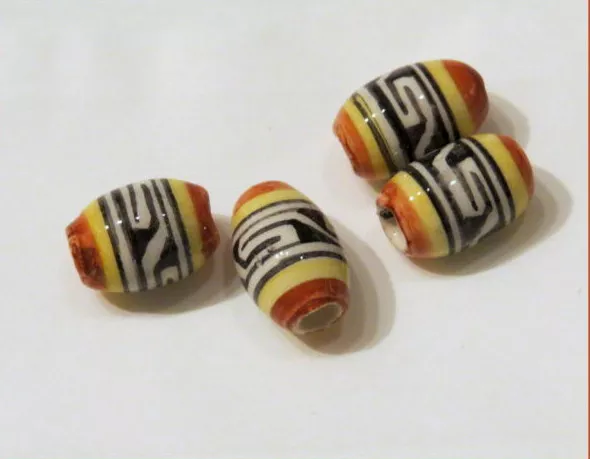 handbemalte peruanische Inka Perlen Keramik gelb Handwerkskunst Charito Arte neu