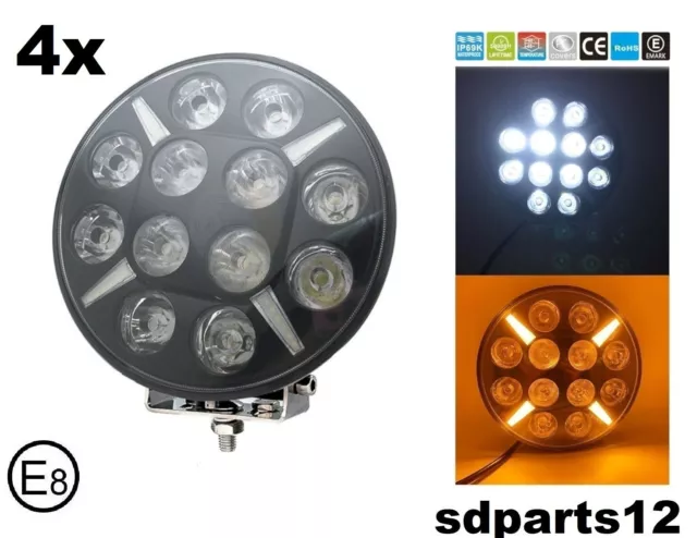 4x Faro Lavoro 120W LED 12000LM Bianco Arancio 12/24V SUV Camion Barca Trattore
