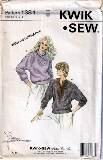Kwik Sew 3823 Dress, Top Size: 1X-2X-3X-4X Uncut Sewing Pattern
