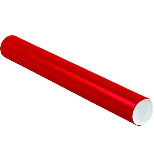 Tape Logic TLP3024R Mailing Tubes with Caps 3" x 24" Red Pack of 24