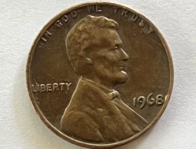 1968 Lincoln Penny With Error On Top Rim & “L” In Liberty Edge No Mint Mark
