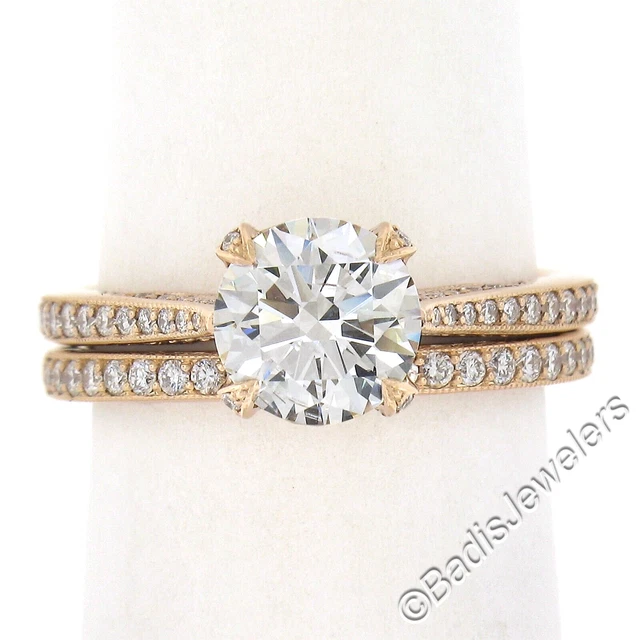 Tacori 18k Gold 2.51ctw GIA Diamond Matching Engagement Ring & Wedding Band Set Tacori 18k Gold 2.51ctw GIA Diamond Matching Engagement Ring & Wedding Band Set