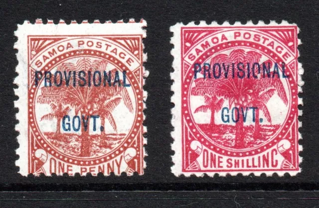 Samoa,  1d chestnut & 1s rose-carmine,  overprinted, SG 91  & 96, MH,  1899/1900