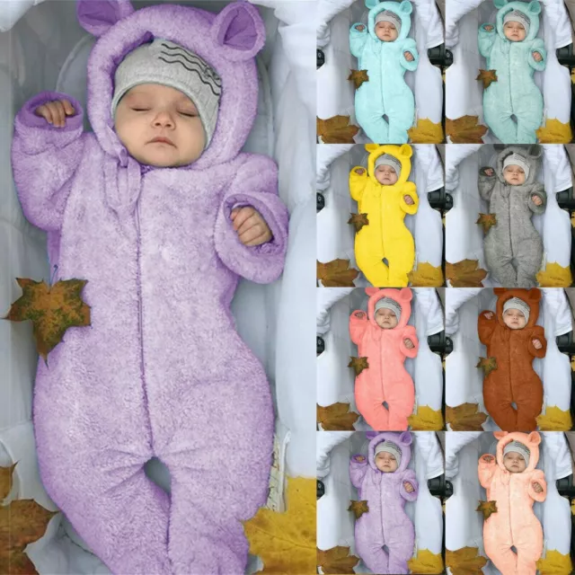 Tuta con cappuccio neonato bambino bambina bambini orso abito abiti Regno Unito