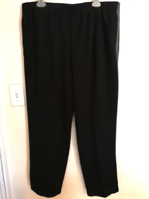 ALFRED DUNNER WOMENS Pants 1X Plus Black Gray Striped Pull On Elastic ...