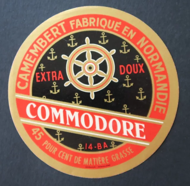 Etiquette fromage CAMEMBERT COMMODORE Extra Doux  French cheese label 22