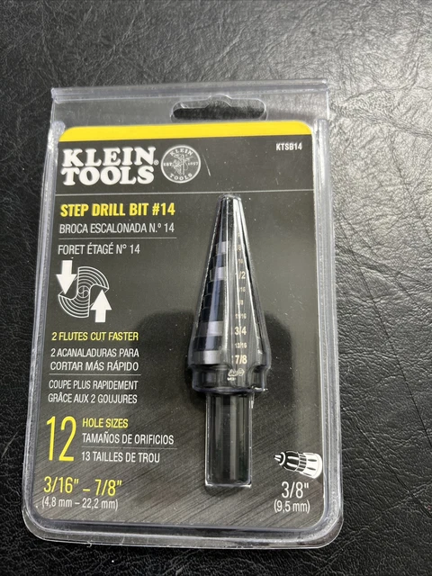 Klein Tools KTSB14 Step Drill Bit #14  12 Hole Sizes NEW + Free Shipping