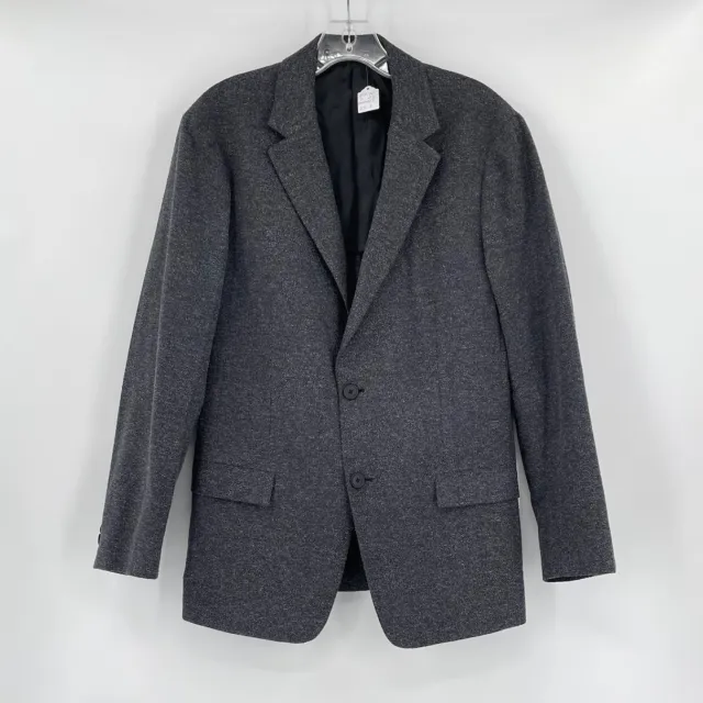 Theory Mens Gray Heathered Textured Button Blazer Jacket Sz 40R