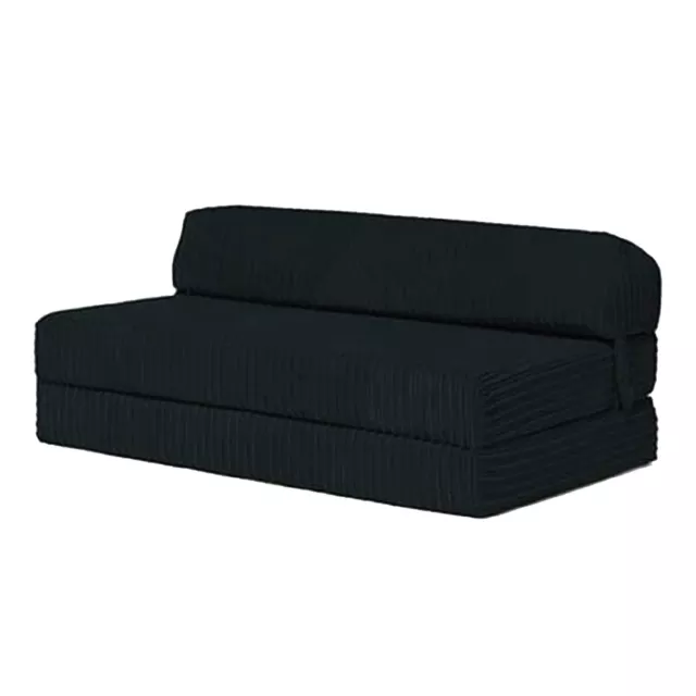 Black Kong Jumbo Cord Double Chair Sofa Z bed Seat Foam Fold Out Futon Guest