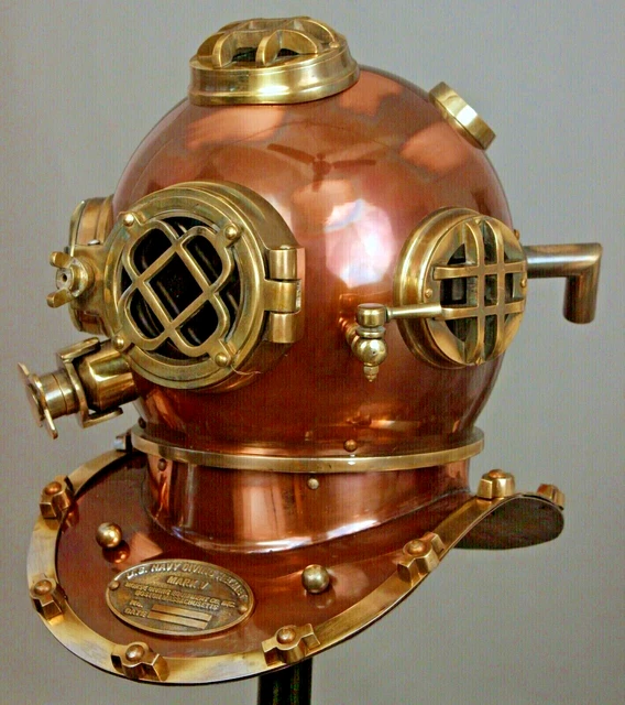 Casque De Plongée Mark V En Cuivre Et Laiton – 45,7 Cm – Décoration Nautique Vintage Pour Collectionneurs