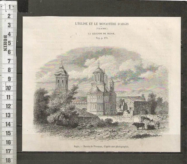 G498 / Gravure /  L Eglise Et Le Monastere D Argis