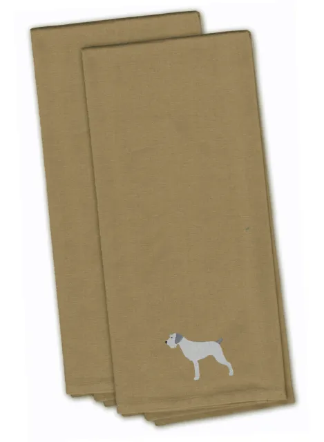 German Wirehair Pointer Tan Embroidered Towel Set of 2 BB3411TNTWE