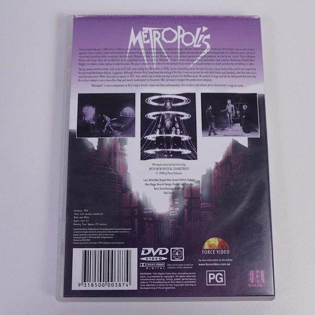 METROPOLIS (1926) FRITZ Lang Classic DVD PG B&W Silent Sci-Fi PAL R4 $6 ...