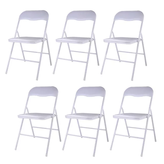6 PCS Commercial White Plastic Folding Chair Wedding Party Banquet Chairs Event