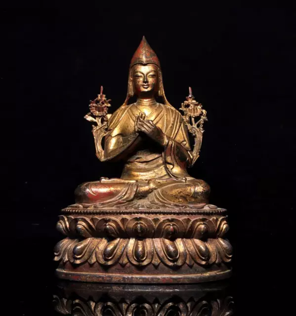 20CM Old Chinese Bronze Gilding Statue Buddha CK113