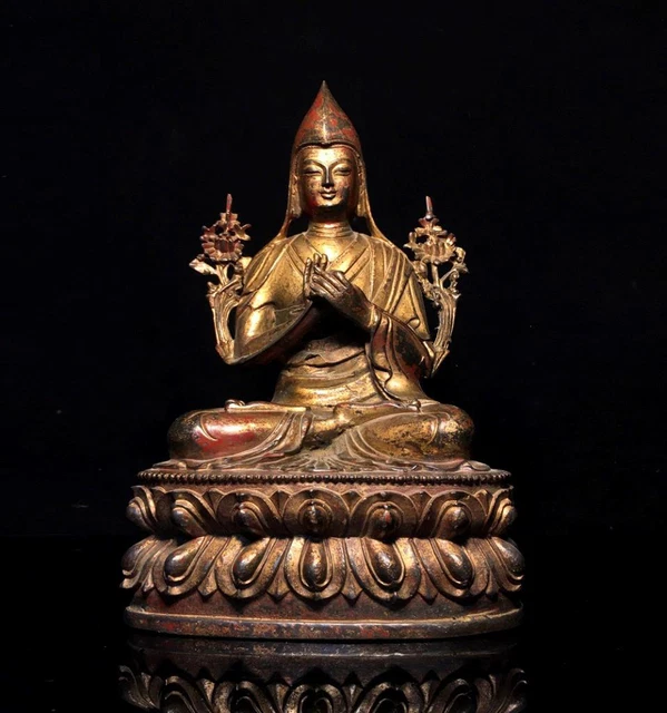 20CM Old Chinese Bronze Gilding Statue Buddha CK113