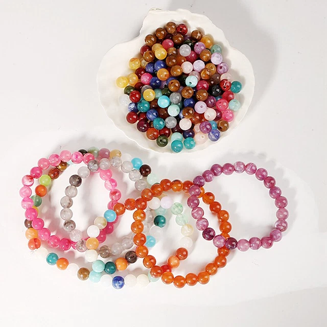 6/8MM Multicolor Acrylic Beads For DIY Bracelet Necklace Jewelry Accessories