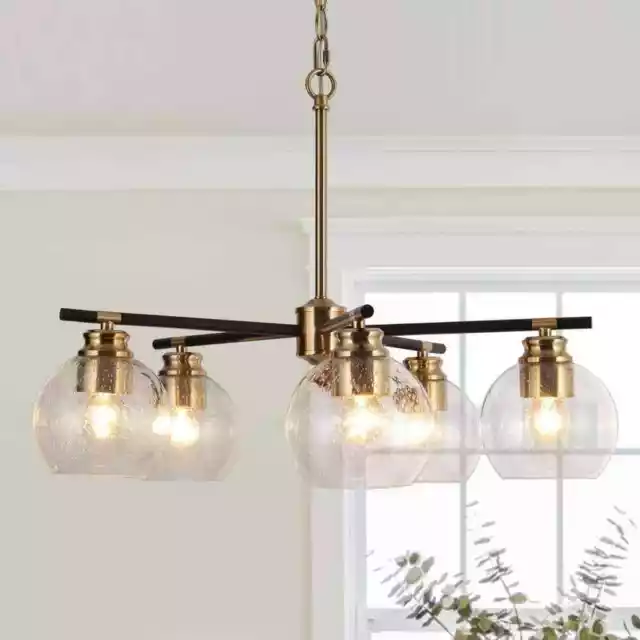 Zevni 23 in. 5-Light Modern Brass Gold Island Pendant Light