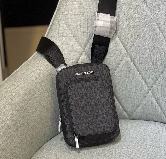 Michael Kors Cooper Hudson Phone  Wallet Crossbody Bag Black NEW