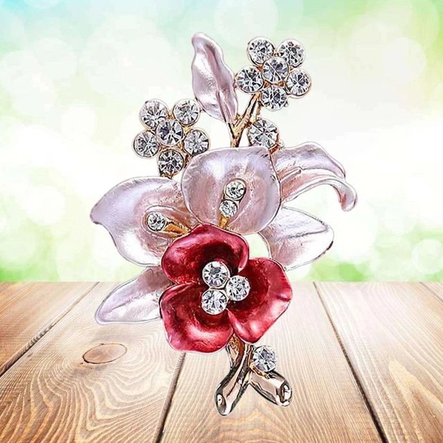 Broche Ancienne En Forme De Fleur Peinte à La Main - Bijou Vintage, Occasion | Décoration Unique