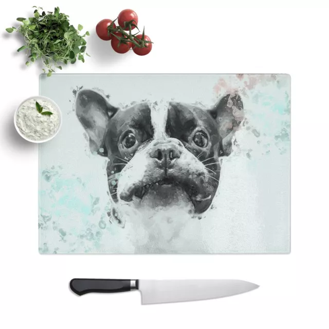 French Bulldog Dog In Abstract Chopping Board Glass Textured for Kitchen