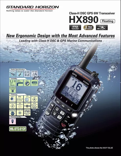 Standard Horizon HX890 Floating 6 Watt Class H DSC Handheld VHF GPS - Black