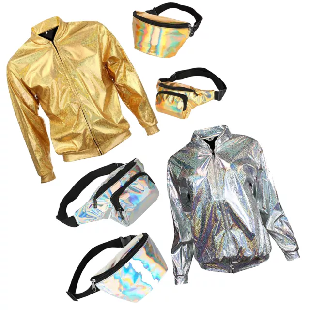 Holographic Jackets and Festival Sets: Rave Party Gold Silver Bag Fashion