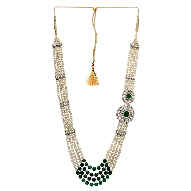 Indien Traditionnel Multicouche Perle Collier pour Mariage Marié Vert & Doré