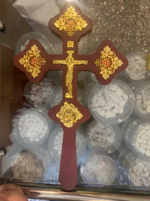 Orthodox hand blessing cross Christian wooden handmade crucifix Jesus Christ