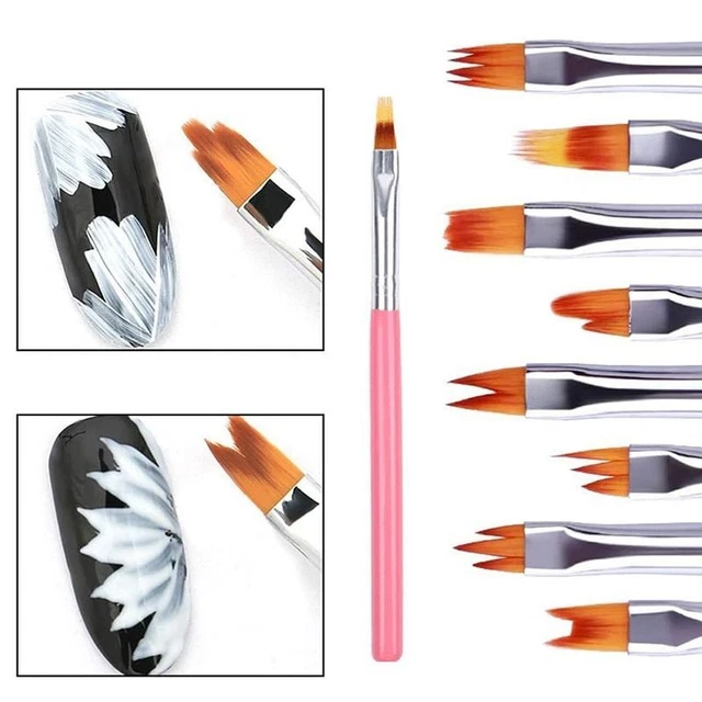 Juego de 8 piezas de lápiz de pintura de color pétalo rosa cepillo de cabello corto tubo de aluminio