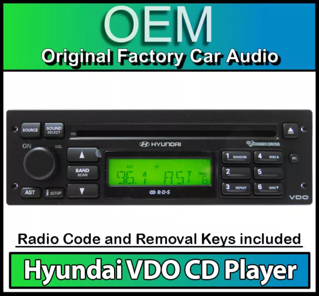 Hyundai Amica CD player radio, VDO car stereo headunit with Removal Keys