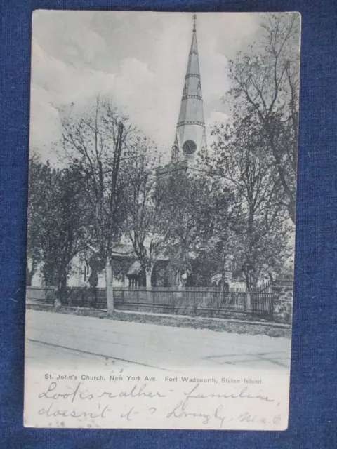 1906 Fort Wadsworth Staten Island New York St John's Church Postcard & Cancel