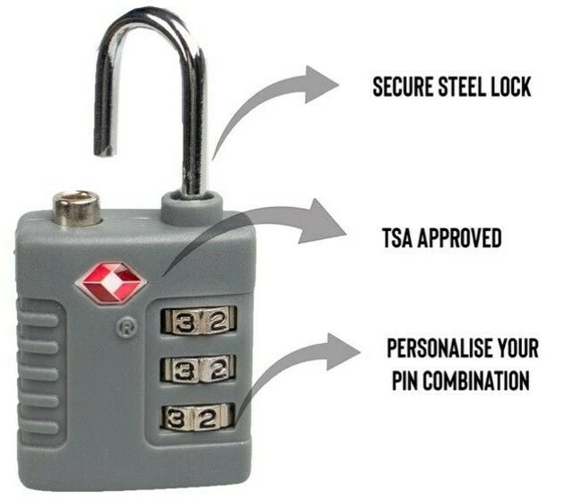 Gone Travelling Tsa Combination 3 Digit Padlock Secure Luggage Lock
