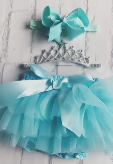 Luxury Girls Aqua Frilly Tutu Knickers Cake Smash Photoshoot 1st Birthday Outfit
